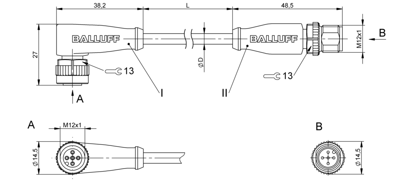 Соединительный кабель Balluff BCC M425-M415-3A-313-PW3534-050