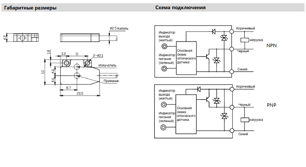 Оптический датчик LANBAO PSW-SR25DNOR