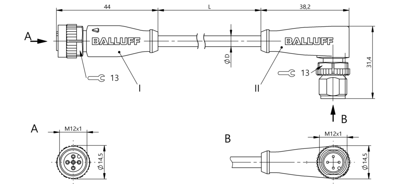 Соединительный кабель Balluff BCC M415-M424-3A-304-VX8434-010