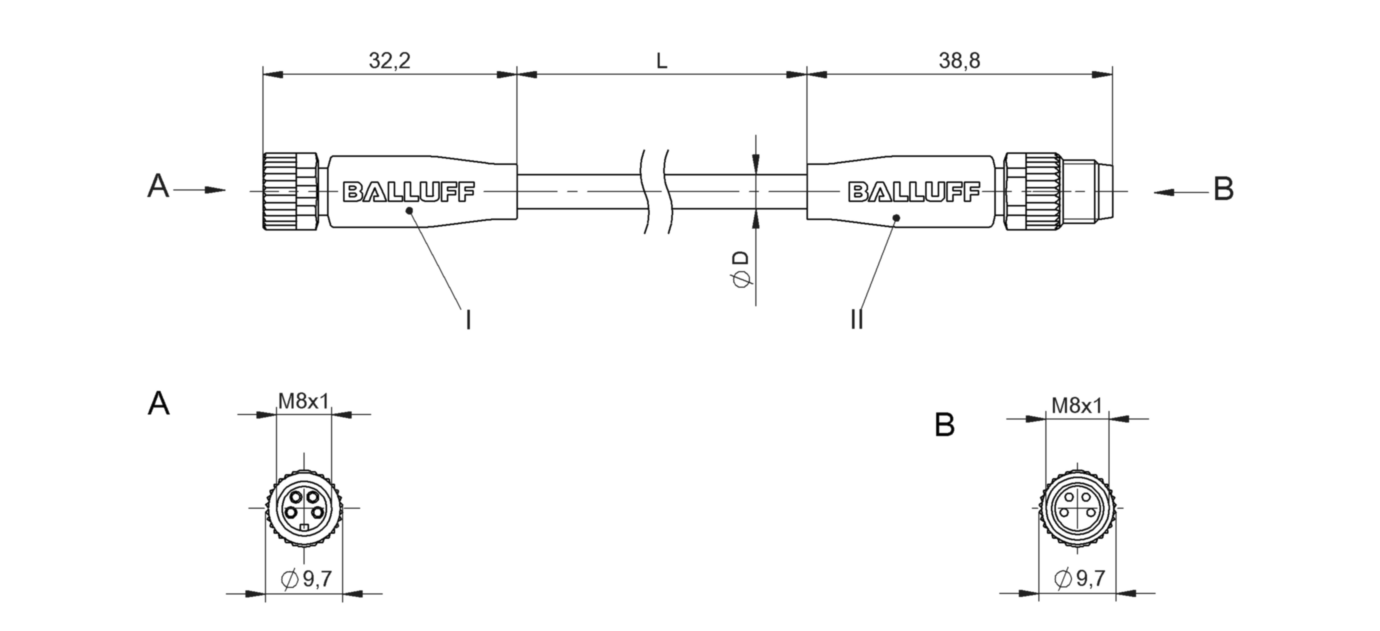 Соединительный кабель Balluff BCC M314-M314-30-304-VX8434-030