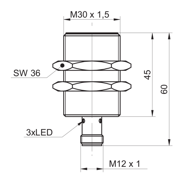 Индуктивный датчик расстояния Baumer IR30.D18S-F60.IA1Z.7BO