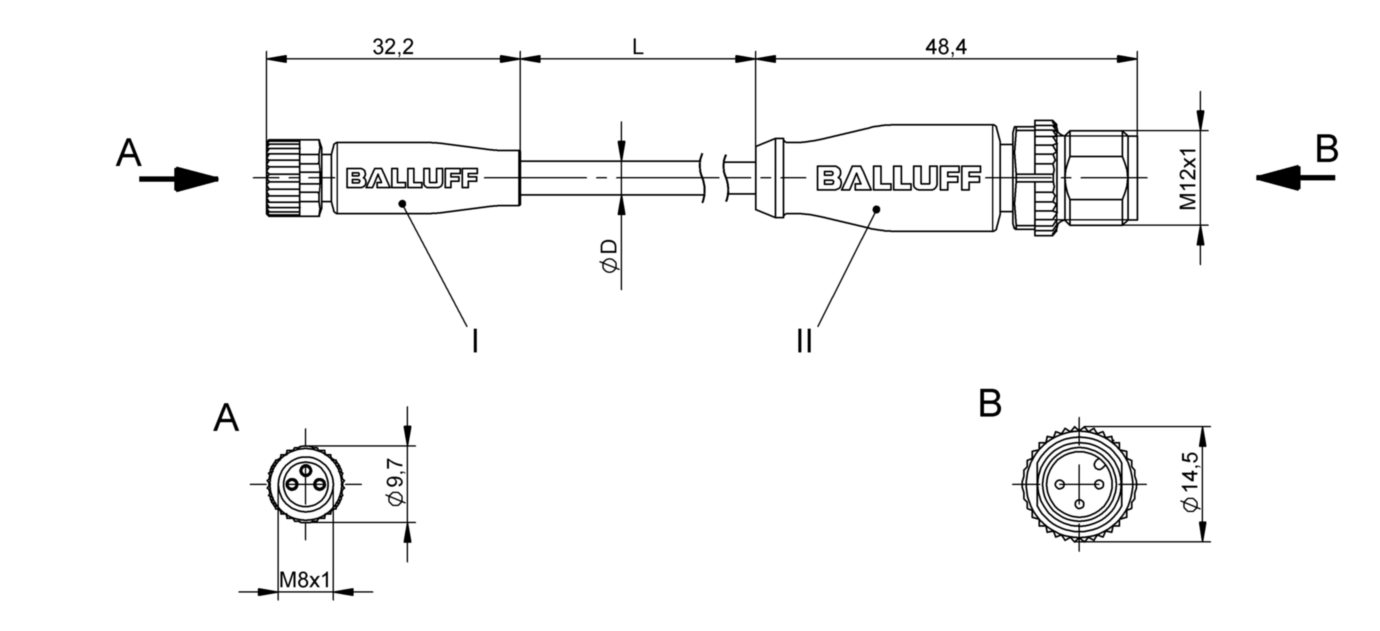 Соединительный кабель Balluff BCC M313-M413-3E-300-PW0334-005