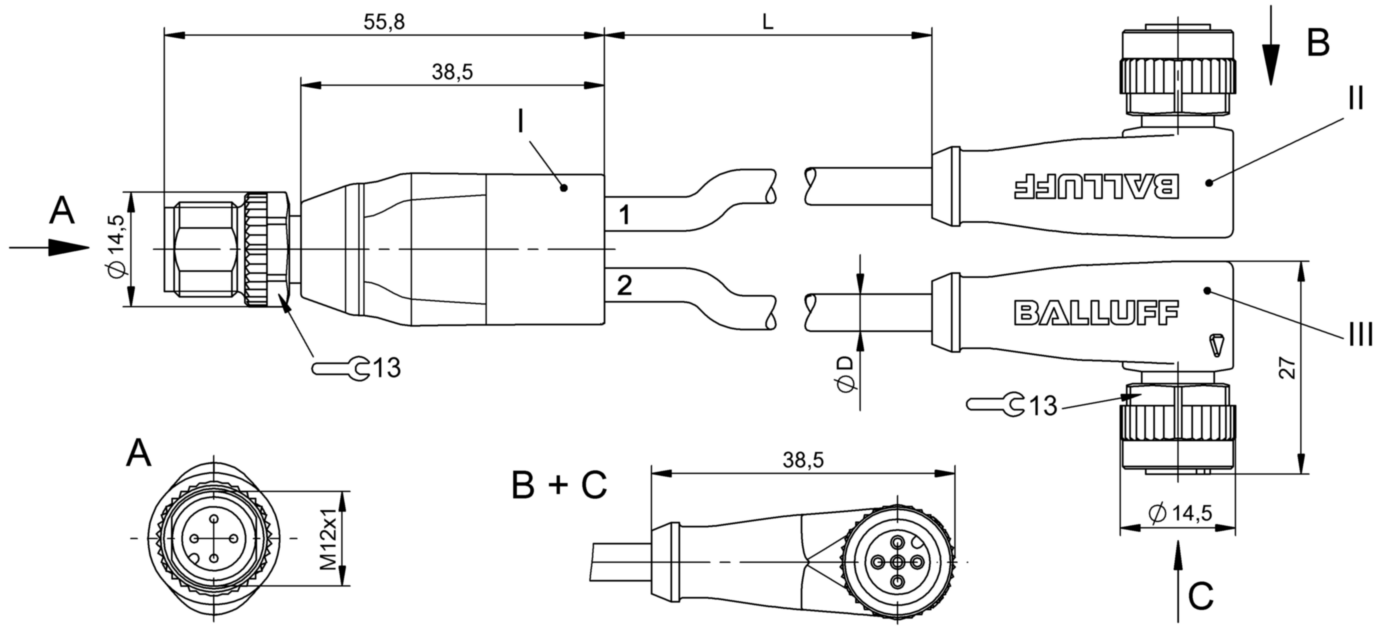 Y-образный распределитель Balluff BCC M414-M425-M425-U2034-006