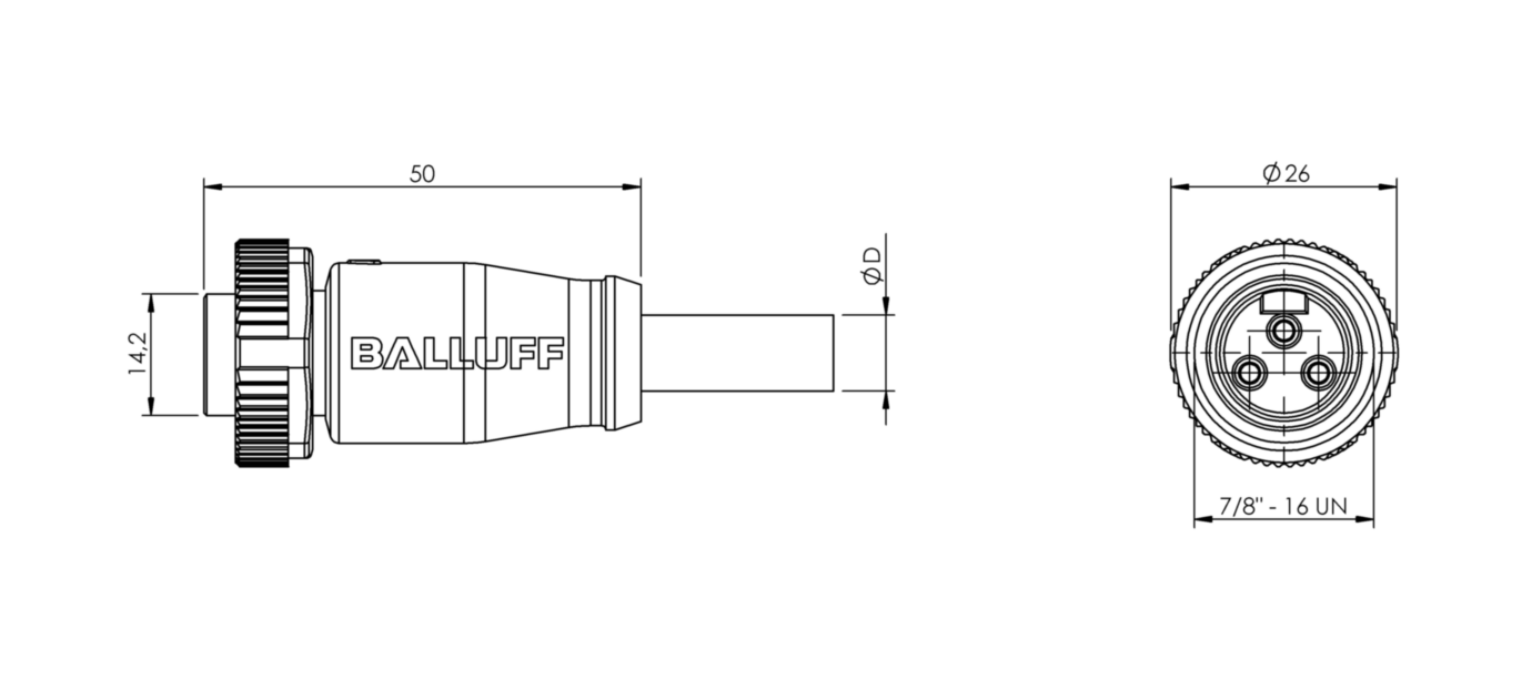 Разъем с кабелем Balluff BCC A313-0000-10-071-VX43W6-050