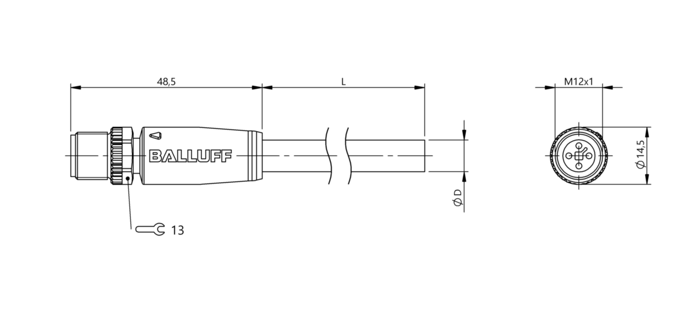 Разъем с кабелем Balluff BCC M414-0000-2T-003-PX04A5-020