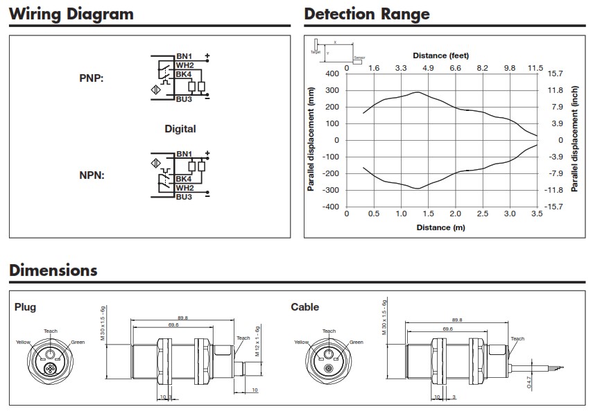Ультразвуковой датчик Carlo Gavazzi UA30CAD35PPM1TI