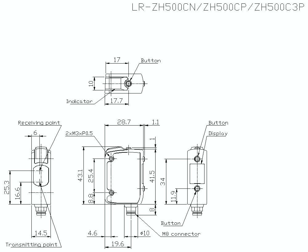 Лазерный датчик смещения KEYENCE LR-ZH500C3P