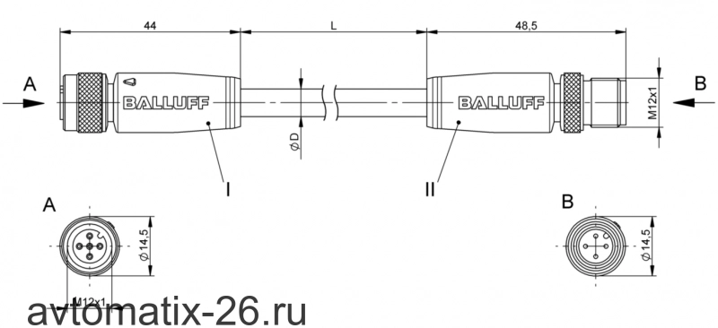 Соединительный кабель Balluff BCC W415-W414-3A-650-SW0434-040