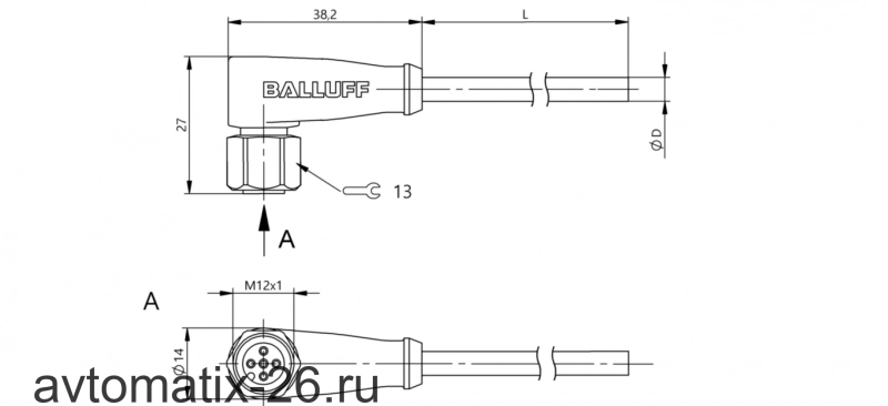 Разъем с кабелем Balluff BCC S425-0000-1A-039-PX0534-100