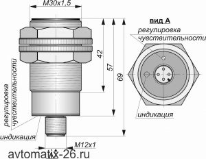 Емкостной датчик СКБ Индукция E06-NO/NC-PNP-P(Д16Т)