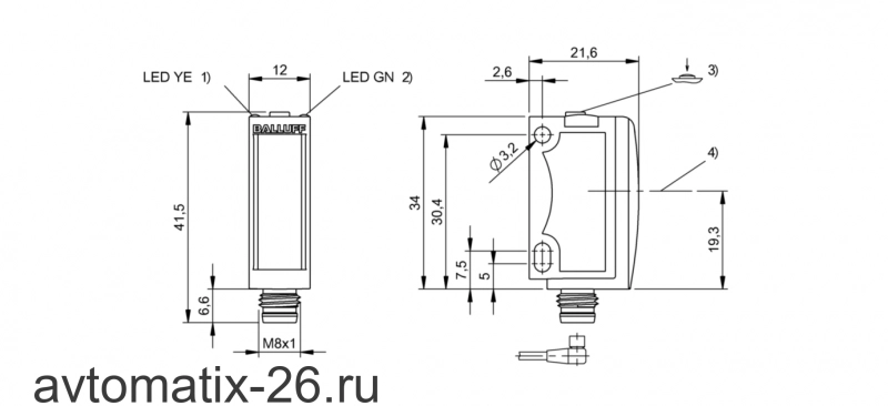 Оптический датчик Balluff BOS 6K-NU-PT10-S75