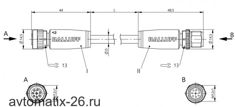 Соединительный кабель Balluff BCC M418-M418-3A-728-PX4825-005-C033