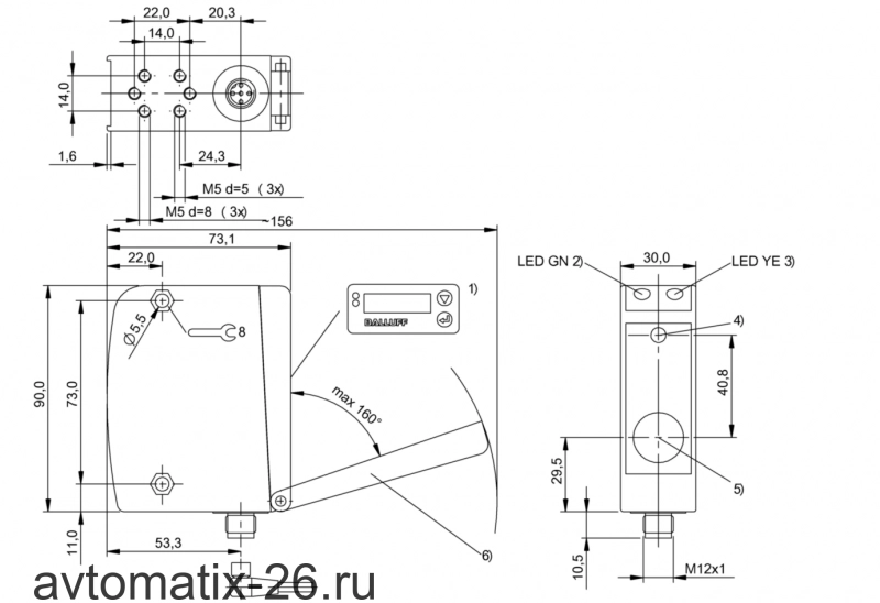 Оптический датчик расстояния Balluff BOD 66M-LB12-S92