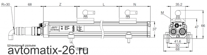 Датчик линейных перемещений AMT Linear Position Sensor LPS1-KS50VSH2250MHB53B1P103