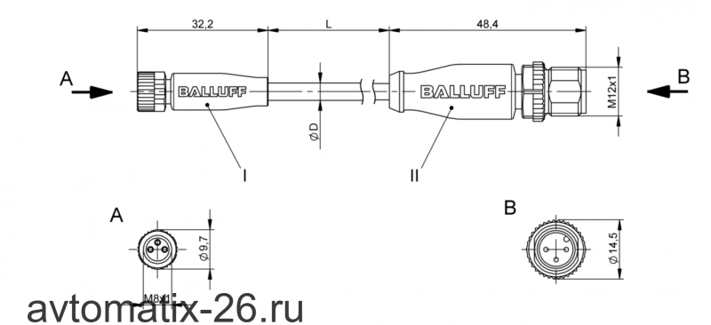Соединительный кабель Balluff BCC M313-M413-3E-300-PW0334-005