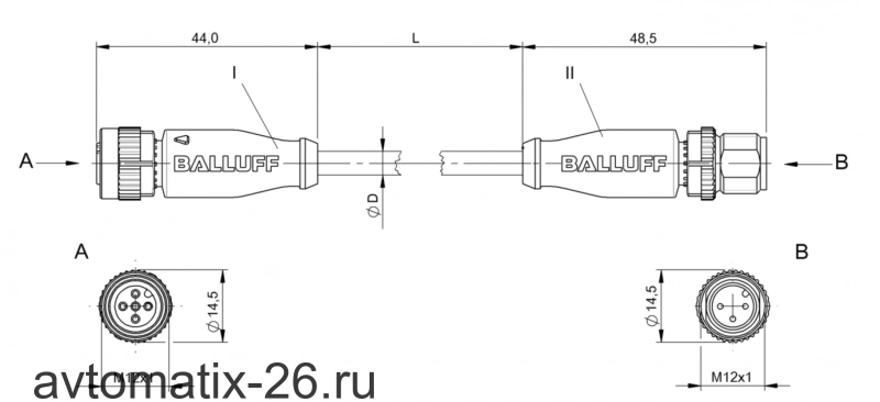 Соединительный кабель Balluff BCC M415-M413-3A-300-PX0334-100
