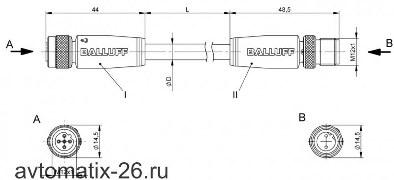 Соединительный кабель Balluff BCC M415-M412-3B-329-PS72N1-020