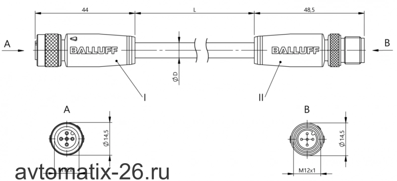 Соединительный кабель Balluff BCC M415-M415-3A-315-PS0534-015