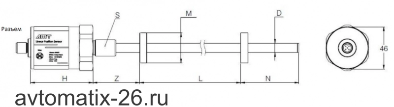 Датчик линейных перемещений AMT Linear Position Sensor LPS2-GS10MBN0830MHC51N1A110