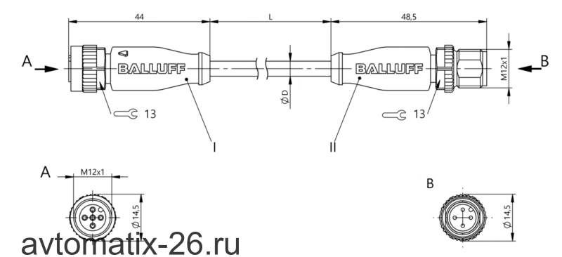 Соединительный кабель Balluff BCC M415-M414-3A-606-VX44T2-040