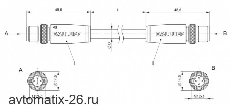 Соединительный кабель Balluff BCC M414-M414-6D-338-ES64N9-150-C046