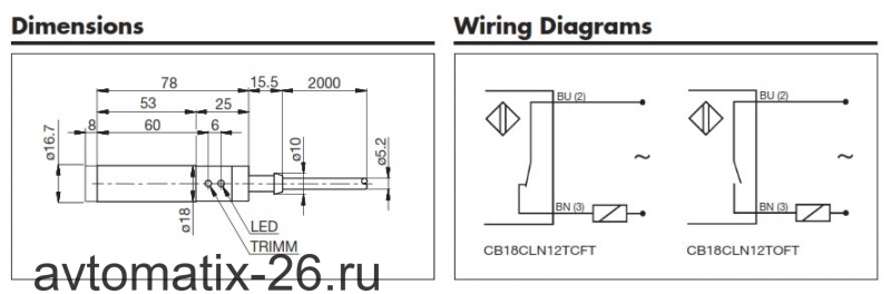 Емкостный датчик Carlo Gavazzi CB18CLN12TOFTAX