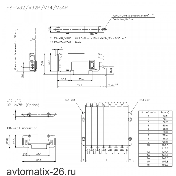 Оптоволоконный датчик-усилитель KEYENCE FS-V34P