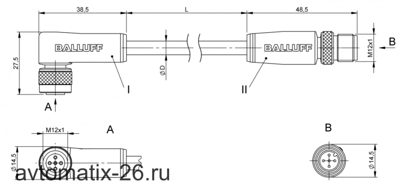 Соединительный кабель Balluff BCC M425-M415-3A-330-VS85N6-050