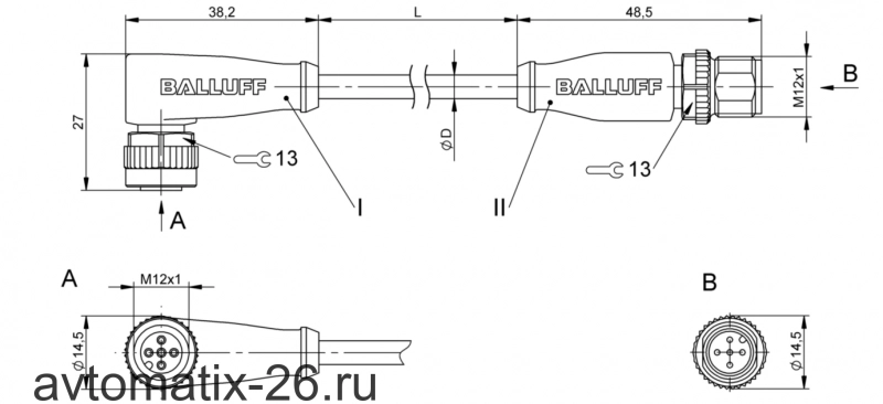 Соединительный кабель Balluff BCC M425-M415-3A-313-EX45T2-020