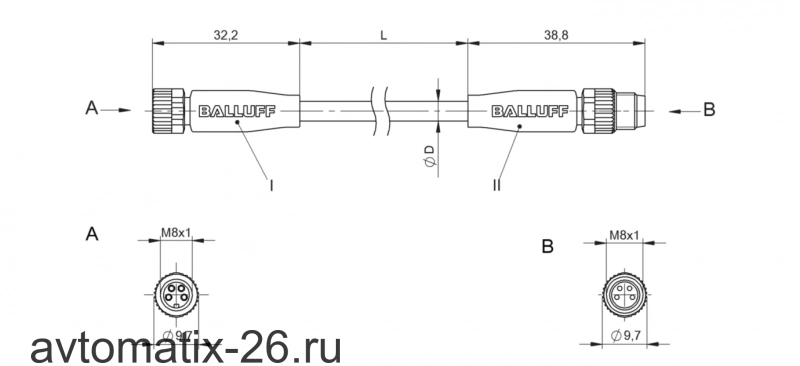 Соединительный кабель Balluff BCC M314-M314-30-304-PX0434-015