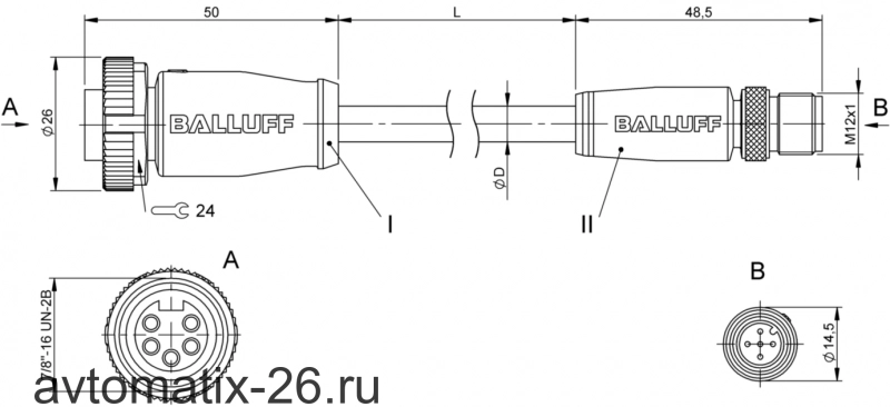 Соединительный кабель Balluff BCC A315-M415-3E-330-VS85N6-040