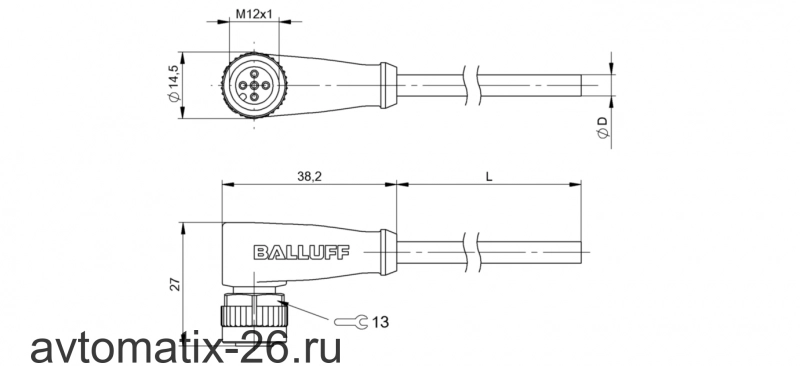 Разъем с кабелем Balluff BCC M425-0000-1A-002-VX8334-100