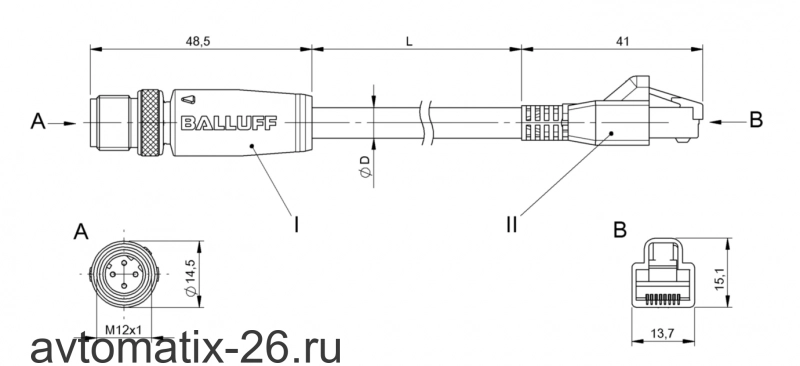 Соединительный кабель Balluff BCC M414-E894-8G-672-ES24N9-300