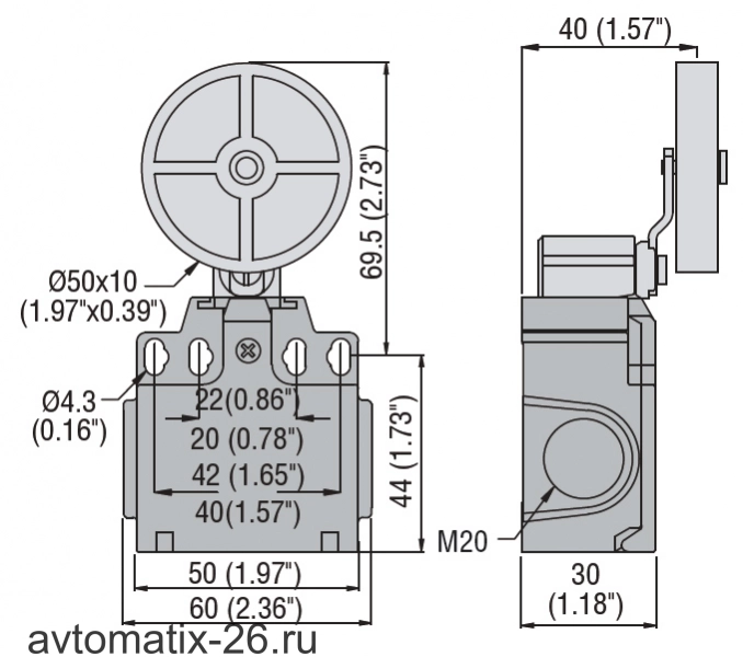 Kонцевой выключатель Lovato Electric KNE3S02