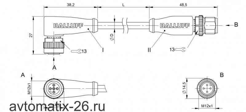 Соединительный кабель Balluff BCC M425-M414-3A-304-PX0434-010