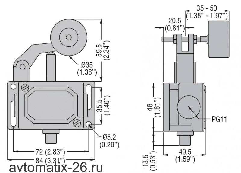 Kонцевой выключатель Lovato Electric PLNA2HSB