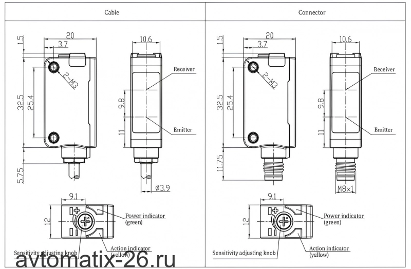 Оптический датчик LANBAO PSE-SC10DPBX