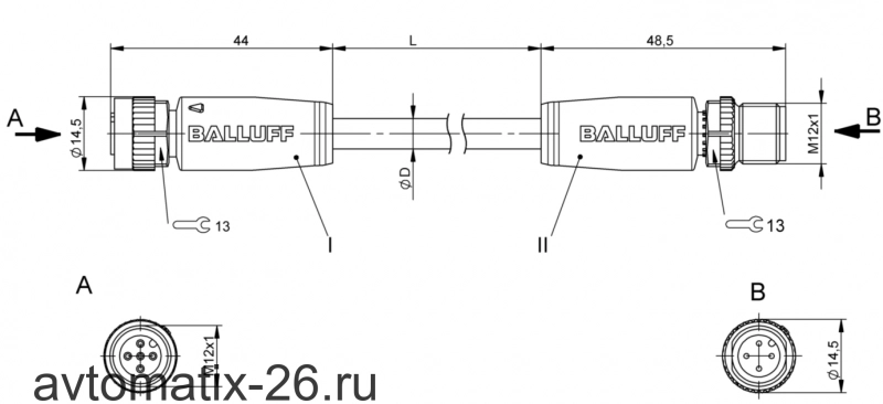 Соединительный кабель Balluff BCC M415-M414-3A-337-PS24N7-006