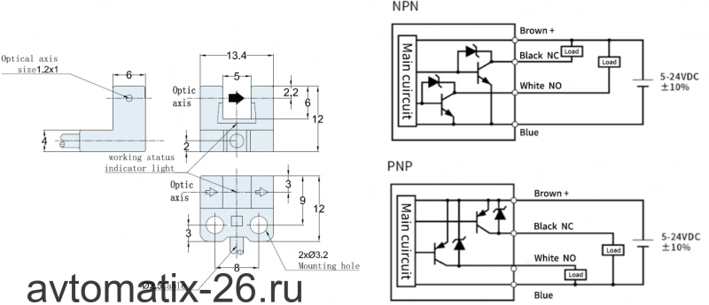 Щелевой датчик LANBAO PU05S-TGPR-L