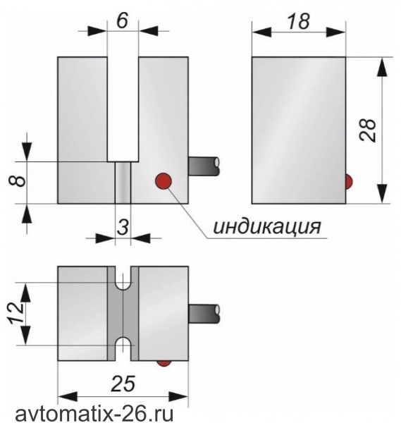 Индуктивный щелевой датчик СКБ Индукция SSI061-NO-PNP(Lкаб=3м)