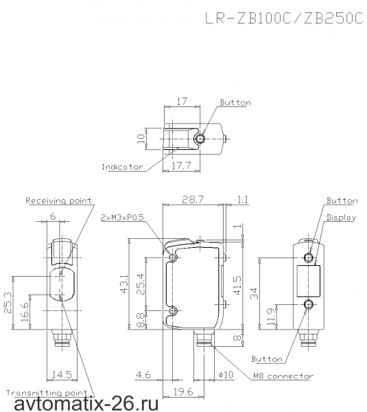 Лазерный датчик смещения KEYENCE LR-ZB100C3P