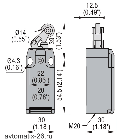 Kонцевой выключатель Lovato Electric KBC2L21