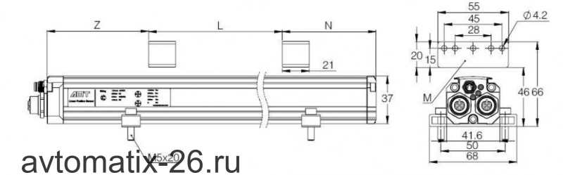 Датчик линейных перемещений AMT Linear Position Sensor LPS1-KS50NSH0300MHN53N1UB03
