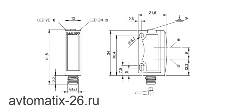 Оптический датчик Balluff BOS 6K-NU-PR10-S75