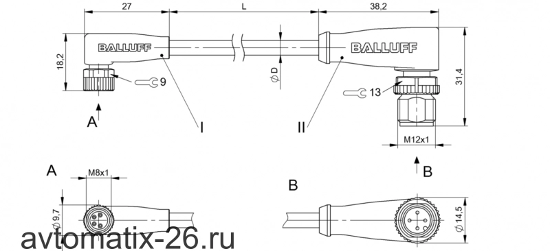 Соединительный кабель Balluff BCC M324-M424-3E-304-EX44T2-010