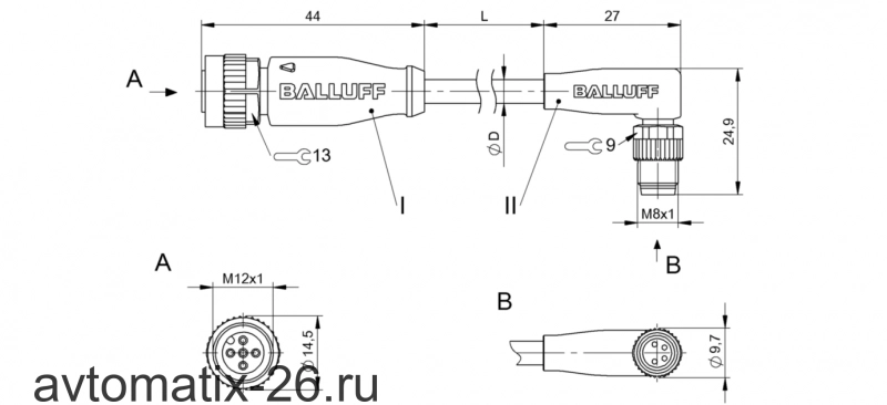 Соединительный кабель Balluff BCC M415-M324-3F-304-PX0434-010