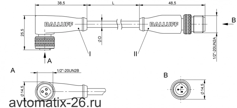 Соединительный кабель Balluff BCC A223-A213-3C-375-EX43T2-020
