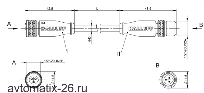Соединительный кабель Balluff BCC A213-A213-3C-375-EX43T2-050