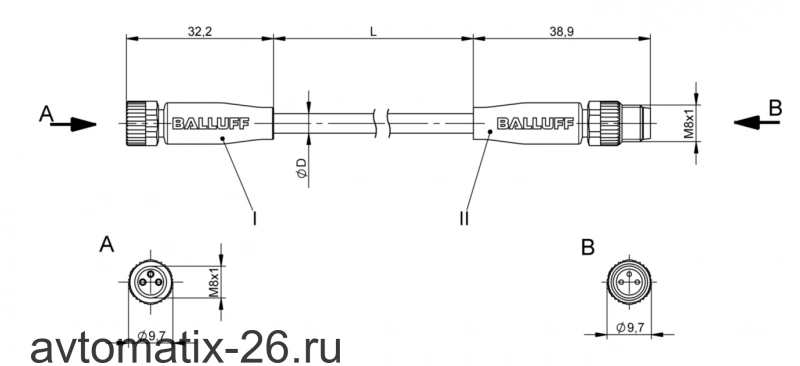 Соединительный кабель Balluff BCC M313-M313-30-602-PX0334-003