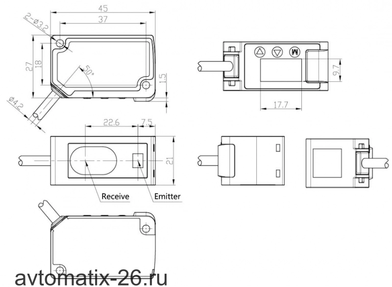 Лазерный датчик смещения LANBAO PDE-CR100TGIU
